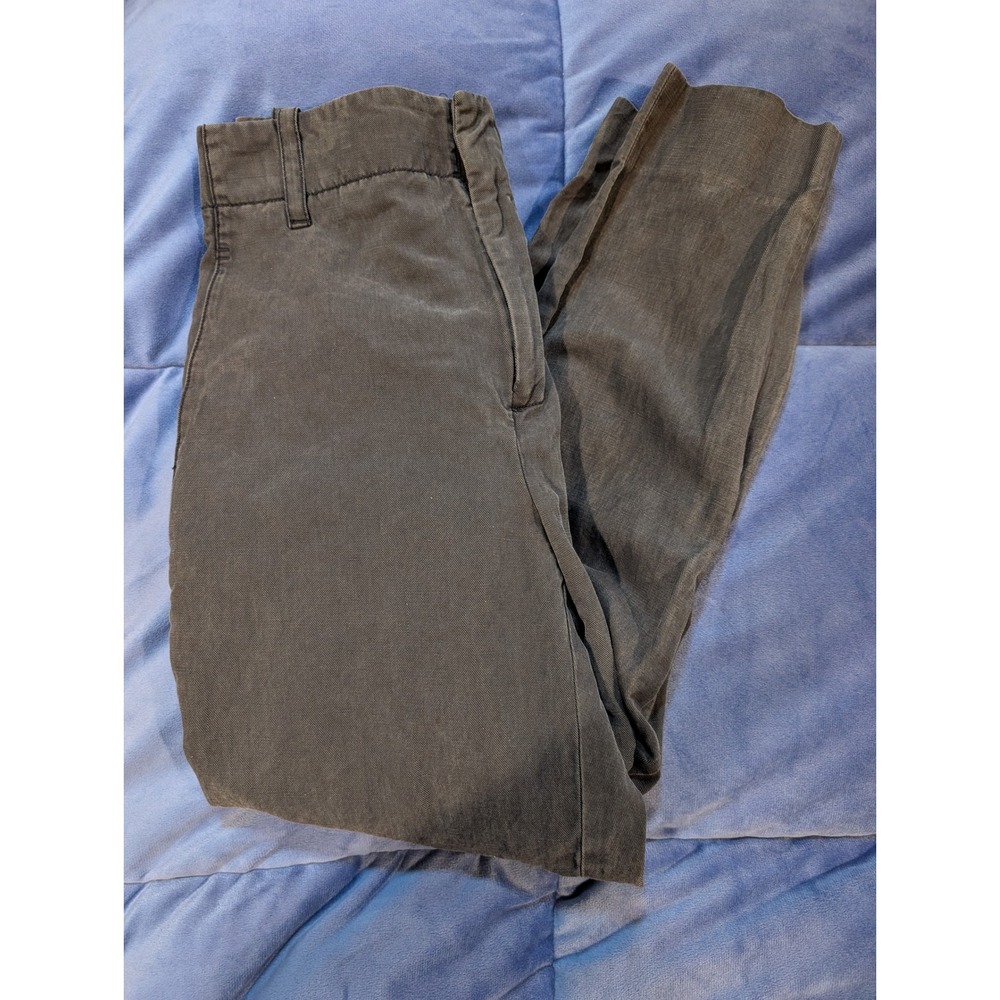 Vince Womens Linen Blend Tapered Trousers Washed Blue Grey High Rise - Size 0